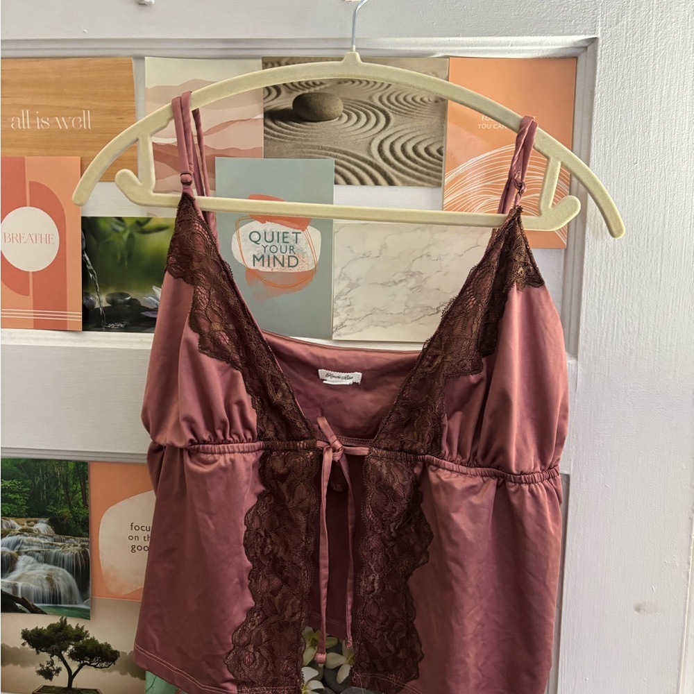 Urban Outfitters Mauve Lace Trim Chemise